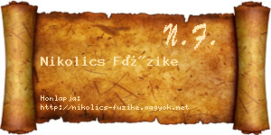 Nikolics Füzike névjegykártya